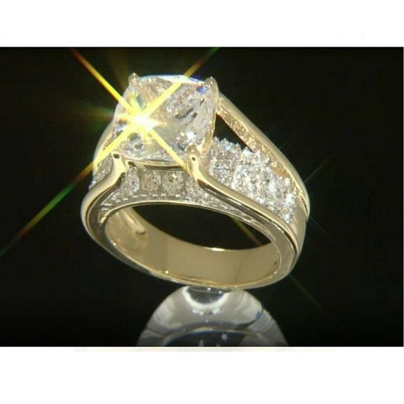 Bella Luce Cubic Zirconia Women's Engagement Ring Rhodium & 18k Gold Over Silver - Picture 3 of 11